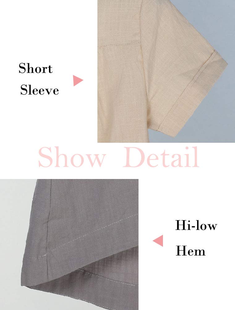 Minibee Women's Cotton Linen Short Sleeve Tunic/Top Tees (M, Coffee) - Image 5